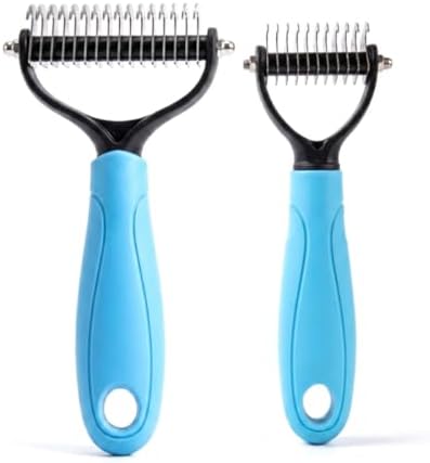 Pet Grooming Tool, 2026 New Undercoat Rake Deshedding Brush for Dogs & Cats, Double Sided Dematting Comb for Detangling Long Matted Fur (Blue, Large & Small)
