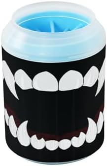 Dog Paw Cleaner Cup, Vampire Teeth Portable Paw Washer with Soft Silicone Brush, Pet Foot Cleaner for Small Medium Large Dogs Cats, 2.56x4.53 Inch