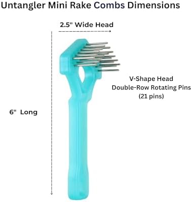 Mini-Rake V-Shaped with 1" Long Double-Row Rotating Teeth (AquaBlue)