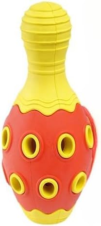 Interactive Food Dispensing Bowling Pin Dog Toy - Durable Chew and Mental Stimulation Toy for Medium Dogs, Natural Rubber, Engaging Teething & Boredom Relief