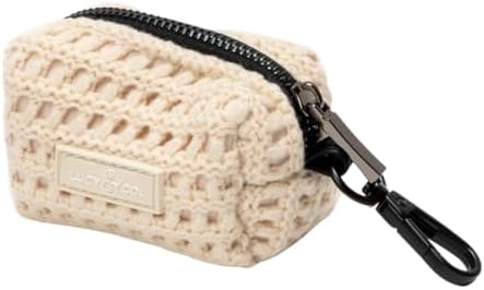 Lucy & Co. Main Squeeze Crochet Dog Poop Bag Holder and Dispenser, Clips to Leash, Water-Repellent Neoprene, Includes Refill Roll
