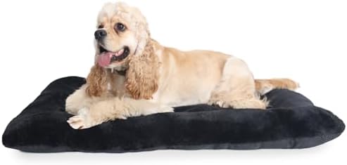 36x23 Dog Crate Bed for Medium Large Dogs Washable,Dog Bed for Crate 36 Inch Fits Dogs Breeds Up to 50 Lbs,Ultra Soft Pet Mattress Pad for Cozy Sleeping Mat with Anti-Slip Bottom,Black