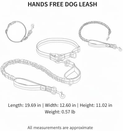 Fits Most Waist Sizes: Hands-Free Dog Leash with Shock-Absorbing Bungee, Adjustable Nylon Belt for Running and Hiking