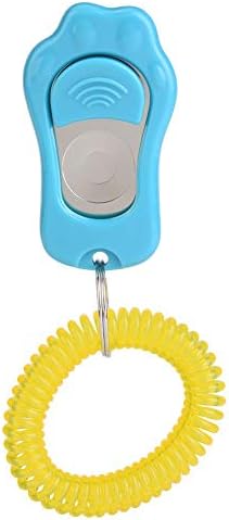 Adjustable 3 Gears Pet Dog Training Clicker Paw Shaped with Wrist Strap for Cats Birds(Blue)