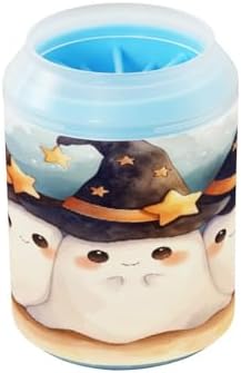 Halloween Cute Ghosts Dog Paw Cleaner Cup, Portable Paw Washer with Soft Silicone Brush, Pet Foot Cleaner for Small Medium Large Dogs Cats, 2.56x4.53 Inch