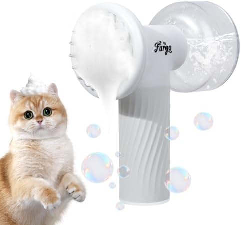 Furgo Dog Bath Brush with Automatic Shampoo & Foam Dispenser, Soft Silicone Massage Brush for Deep Cleansing, Nourishing & Grooming, Rechargeable Cat Foam Sprayer for All Hair Types Pets