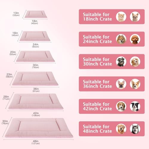 Dog Bed Mat, Crate Pad Reversible,Soft Kennel Pad, Washable Crate Mat (Cool and Warm),Pet Sleeping Mattress for Small Medium Dogs XB009 Pink 30''x20''