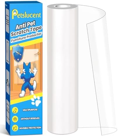 Cat Scratch Furniture Protector: Cat Anti Scratch Tape - Door Protector from Dog Scratching - Clear Training Self Adhesive Tape for Carpet, Sofa, Couch, Door (118in x 7.9in)