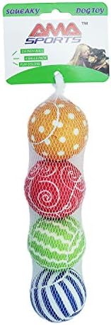 AMA SPORT Squeaky Tennis Balls for Dogs 4 Pack 2.5" Squeaky Tennis Balls for New Puppy Small Medium Dog Toys for Fetch, Exercise, Outdoor Play