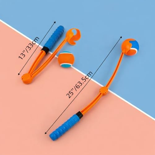 Foldable Dog Ball Launcher with 2.5” Tennis Ball, 25” Long Thrower, Hands-Free Ball Pickup, Outdoor Fetch Toy for Dogs