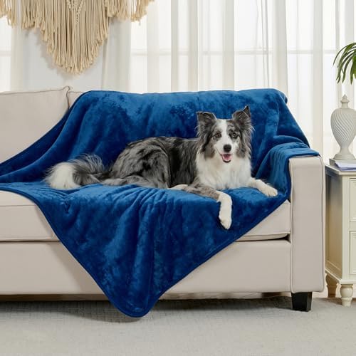 Soft Waterproof Blanket for Bed Couch Sofa, Navy Blue, 60x80 inches