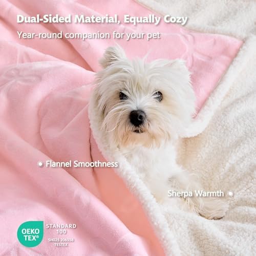 Qeils 1 Pack 3 Dog Blankets for Small Dogs - 3 pcs Waterproof Dog Blanket Washable - Soft Sherpa Fleece Puppy Blanket for Kitten Doggy, Warm Cat Blankets for Indoor Cats, 16"X23", Pink Bows