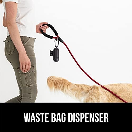 GORILLA GRIP Dog Leash, Heavy Duty Reflective Rope for 105lb Dogs, Red