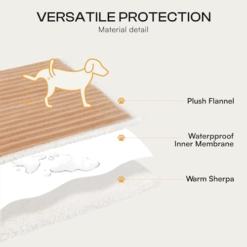 Luciphia Waterproof Dog Blanket, Washable Reversible Flannel Pet Throw