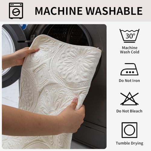 Couch Covers for Sofa, Flower Couch Cover for Dogs, Bohemia Sofa Covers Washable, Anti Slip Furniture Protector Covers for Armrest(1pc, Beige White, 27.6"x 27.6")