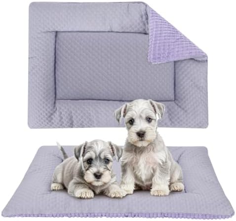 Dog Bed Mat, Crate Pad Reversible,Soft Kennel Washable Crate Mat (Cool and Warm),Pet Sleeping Mattress for Small Medium Dogs XB009 (36''x23'',Corn Velvet Purple)