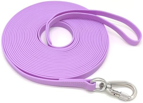 ZALER Long Dog Leash Waterproof Training Leashes 50ft 30ft 20ft 15ft 10ft 6ft, Odor Proof Recall Long Line Lead with Aviation Aluminum Carabiner Clip for Small, Medium, Large Dogs (15FT, Purple)