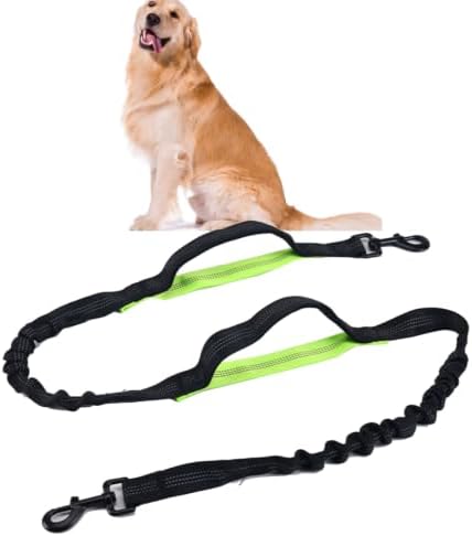 Pssopp Hands Free Dog Leash, 360 Clip (Black + Green)