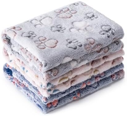 1 Pack 3 Blankets for Dog Puppy Cat (Small 23x16'', Beige, Grey, Navy)