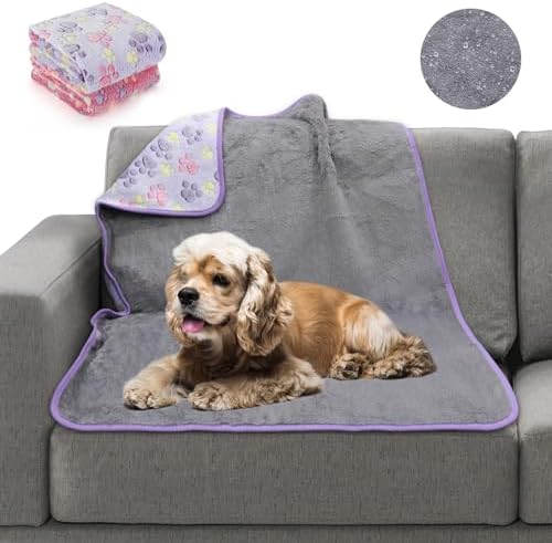 YUEPET Waterproof Dog Blankets, 2 Pack Washable Reversible Throw 40 x 30 in