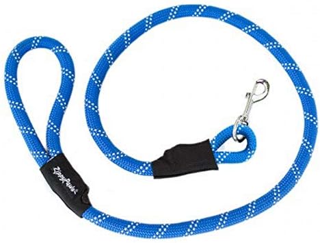 ZippyPaws Climbers Rope Heavy Duty Dog Leash - Thick Leashes for Large Breed Dogs, Durable 2/3'' Climbing Rope, 6 Feet Long, Comfortable Woven Design, Tested Strength Over 3000 lbs - Blue