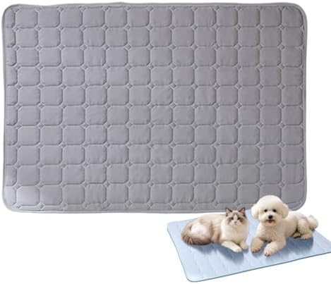 Dog Cooling Mat Pad, Self-Cooling Pet Mat, Washable Portable Coolings Pad for Dogs Cats, Ice Silk Foldables Mat, Extra Large Self-Cooling Pad for Large Small Dogs (Grey, L)