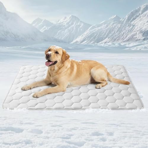Dog Cooling Mat for Large Dogs,Washable Self Cooling Pet Pad with Non Slip Bottom,Portable Ice Silk Cooling Bed for Medium Large Dogs,Foldable Cooling Blanket for Indoor Outdoor Crate Use(Grey-XXL）