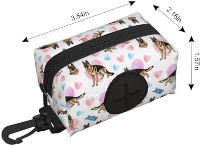 Waterproof Dog Poop Bag Dispenser Funny German Shepherd Love, Waste Bag Holder with Carabiner Clip