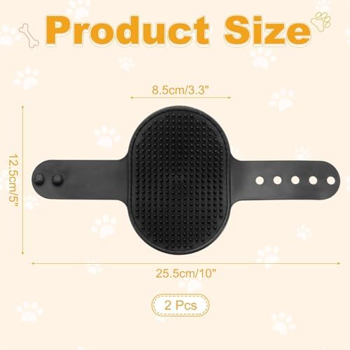 Dog Bath Brush, Silicone Pet Shampoo Brush with Adjustable Ring Handle Massage Scrubber Comb(2Pcs, Black), for Long Short Hair Dogs and Cats Bathing Cleaning Shampooing