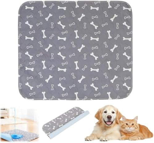 Puppy Pads with Pheromones, Washable Puppy Pee Pads for Dogs,Reusable Puppy Pads Washable for Dogs & Cats, Washable,Durable Leak-Proof & Anti-Slip Pet Training Pads for Home & Trave(Gray,S)