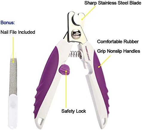 Dog Nail Trimmer,Dog Nail File,Dog Nail Clippers with Safety Guard,Professional Pet Nail Clippers Stainless Steel Grooming Tool, Anti-Slip Handles for Small Large Breeds (Medium/Large)