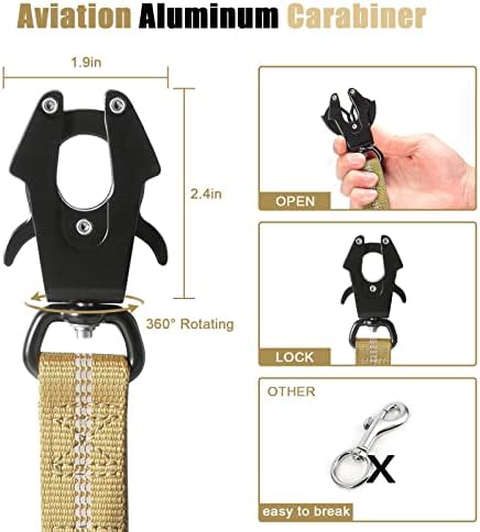 Raipult Tactical Shock Absorbing Bungee Dog Leash Heavy Duty, 4-6ft, Khaki