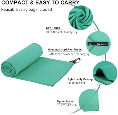 Rainleaf Microfiber Towel Quick Dry Camping & Travel & Gym Towel. Compact