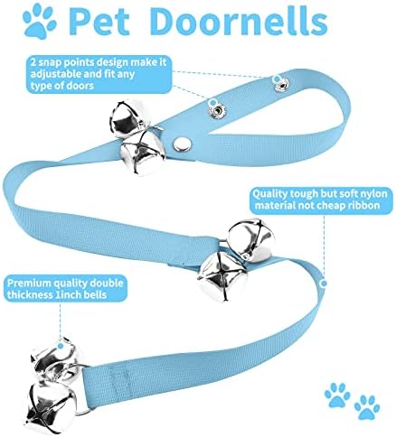 2 Pack Dog Doorbells, Pet Training Bells for Go Outside Potty Training and Communication Device Large Loud Dog Bell Cat Puppy Interactive Toys Adjustable Strap Door Bell (Light Blue)