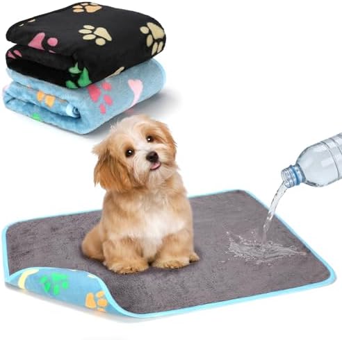 YUEPET 2 Pack Waterproof Dog Blankets, Washable Puppy Blankets 23 x 16 in