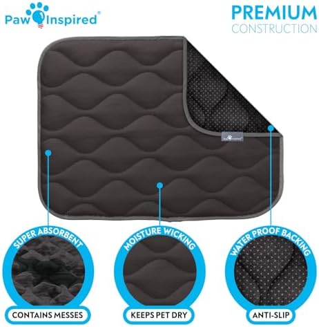Paw Inspired Washable Padded Crate Mats for Dogs, Gray, 23x17 Inch