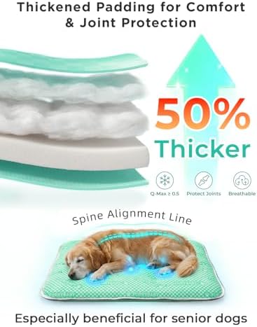 furrybaby Dog Cooling Mat, Washable Thick Mat for Dogs Cats, 30x20, Mint