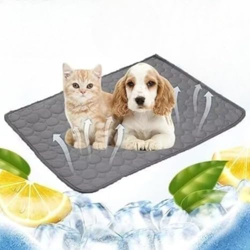 ChillPaws Cooling Mat – Ice Silk Gel Self-Cooling Tech, Stays Below Ambient Temp, Honeycomb Breathable + Anti-Slip Bottom + Washable, for Indoor/Outdoor/Car. (Dark Grey,XL(39.37 X 27.55 in))