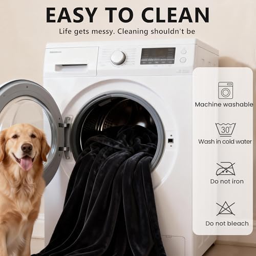 gogobunny Waterproof Reversible Flannel Blanket for Dogs and Cats, Double-Sided Furniture Protector Throw for Sofa, Couch, Bed Against Spills & Pet Fur (60" x 80", Black/Red)