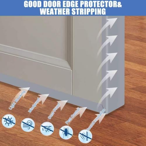 Rubber Edge Trim, Flexible Self Adhesive U Shaped Peel and Stick Edge Banding, 1-3/8"(35mm) U Channel Protector for Door Sides, Edge Guards for Woods, Furniture, 20Ft, Grey Color