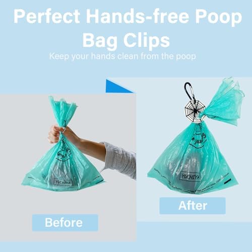 YUCHIYA 2 PACK Luminous Poop Bags Clips for Leashes Silicon Dog Poop Bag Holder Dispenser Hands-free Poop Bag Holders for Leashes Dog Walking Accessories (Cobweb)