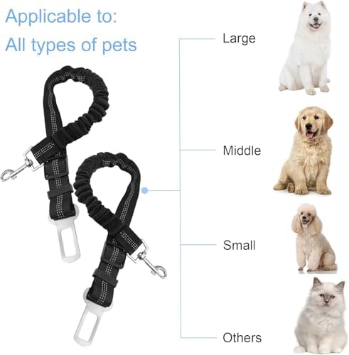 2 Pcs Dog Seat Belt for Car for Mazda CX-5 2017-2021, Bungee Retractable Dog Car Seat Belt Tether Adjustable Safety Harness Restraint with 360° Swivel Clip