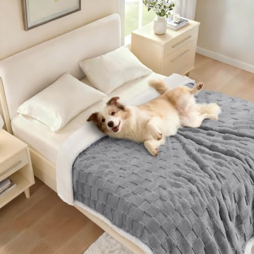 Luciphia Waterproof Dog Blanket, Reversible Fleece & Sherpa, Couch Cover