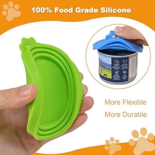 Yobbai 6 packs Pet Food Can Lids, Food Safe BPA-Free & Dishwasher Safe, Can Covers with 2 Stainless Steel Spoons, Most Standard Size Dog and Cat Can Tops