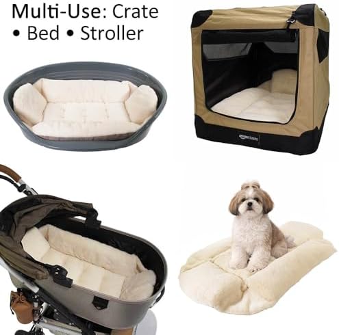 Dog Crate Cushion ComfortNest, Faux Fur, Ivory, S