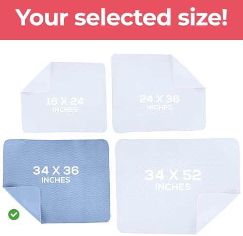 2 Pack Waterproof Reusable Heavy Absorbency Incontinence Bed Pads 34"x36"