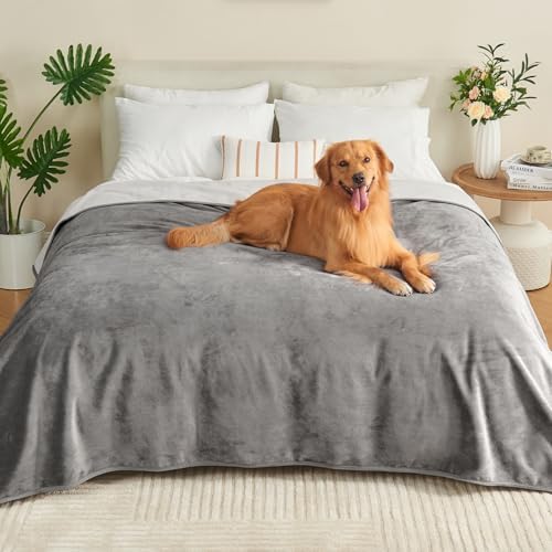 Waterproof Blanket Bed Cover 80"x90" for Adults or Pets, Grey