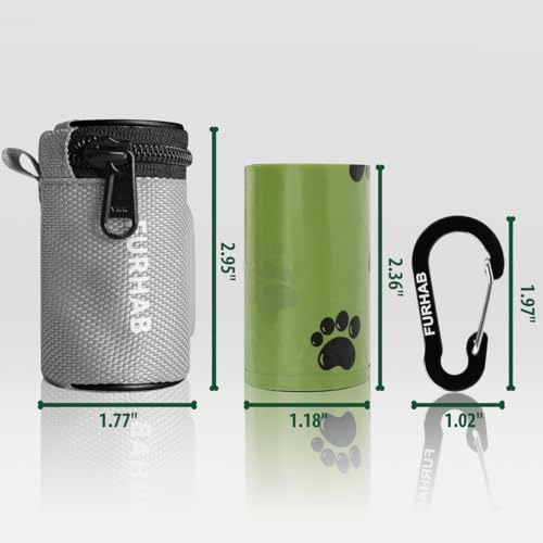 FURHAB Dog Poop Bag Holder for Leash with Carabiner Clip Soft Fabric