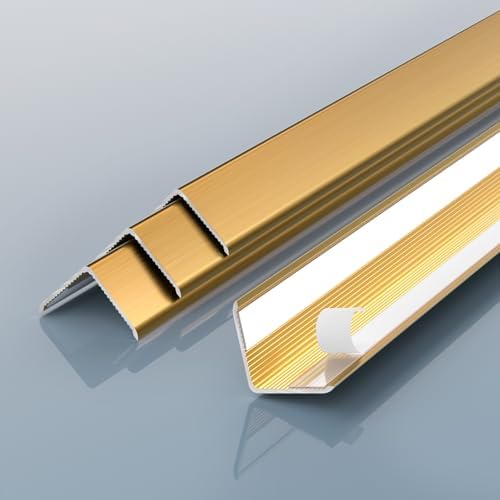 Golden Wall Corner Protector, 4Pcs, Length 35.4in, Width 0.79in - Self Adhesive Metal Corner Protector for Aluminum Trim molding, Cabinet Edge Guard, Easy to Install