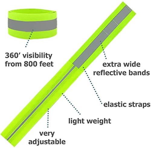 Reflective Bands for Night Walking Reflective Arm Bands for Runners Reflective Wristbands Reflective Ankle Bands Cycling Reflective Running Gear Bike Pant Leg Strap Bicycle Pants Clips